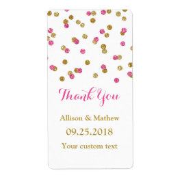 Etiquetas de casamento de Confetti Douradas Rosa