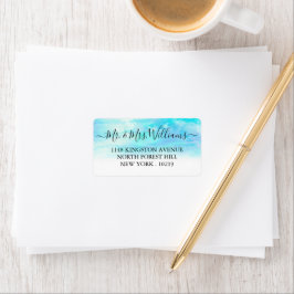 Etiquetas de casamento de Cor de Água do Sol - Azu