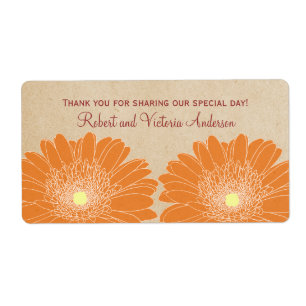 Etiquetas de casamento de Disies Delicadas, Laranj