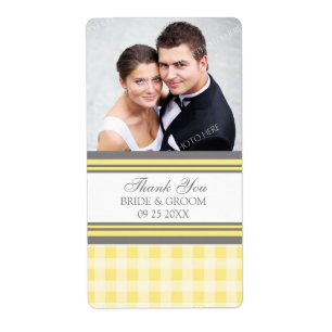Etiquetas de casamento de fotos Gingham da Cinza a