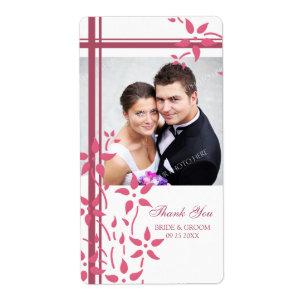 Etiquetas de casamento florais brancas cor-de-rosa