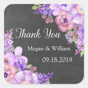 Etiquetas de Casamento Floral de Lavanda Roxo Chal