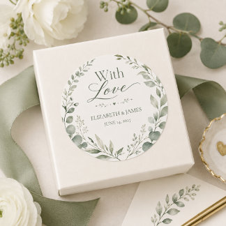 Etiquetas de casamento minimalistas em verde sage