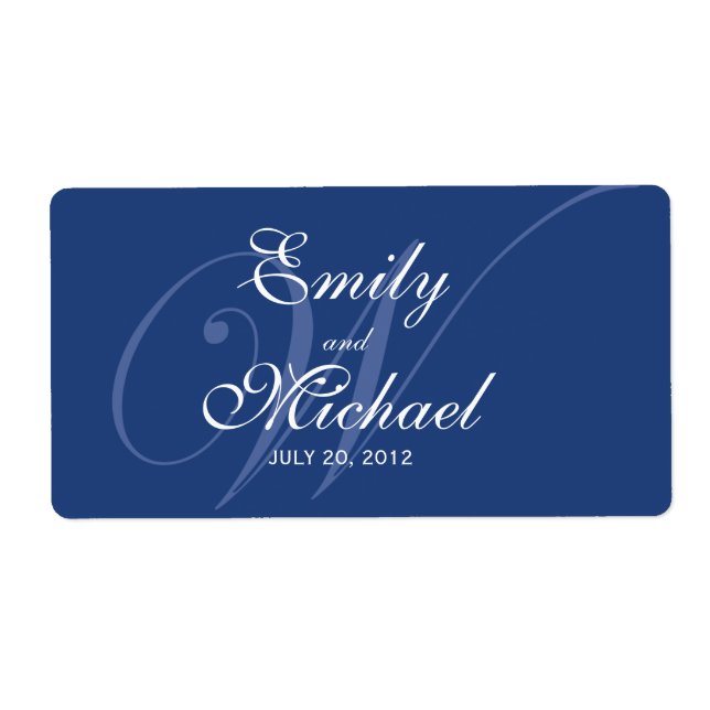 Etiquetas de casamento monogramas - Azul profundo (Frente)