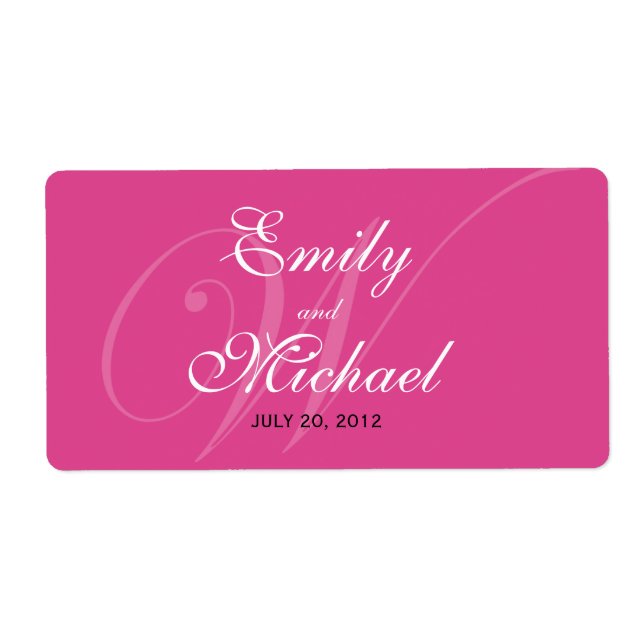 Etiquetas de casamento Monogramas - Rosa Brilho (Frente)