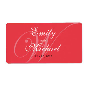Etiquetas de casamento monogramas - Vermelho profu