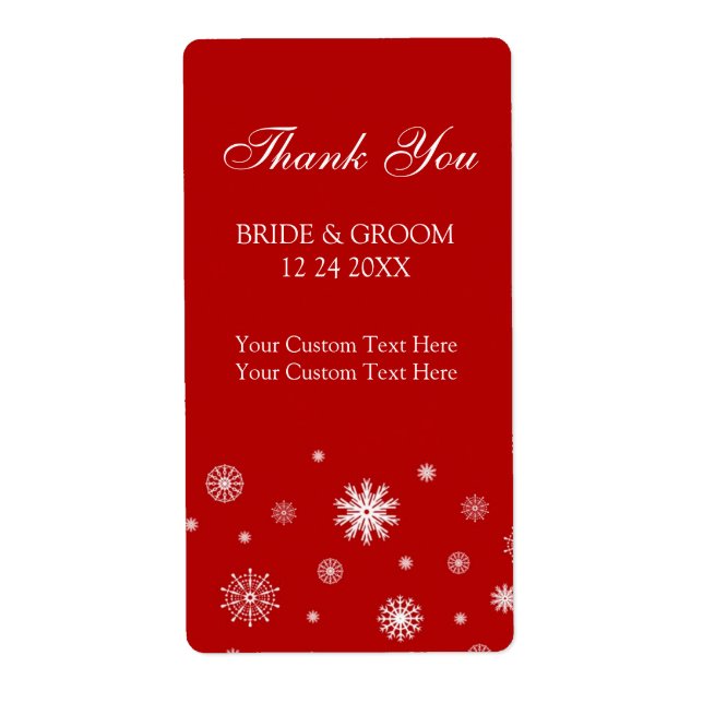 Etiquetas de Casamento no inverno com Flocos de Ne (Frente)