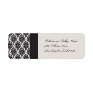 Etiquetas de Casamento tema damasco preto e branco