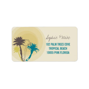 Etiquetas de casamento tropicais da praia das