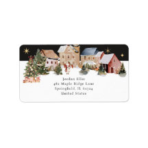 Etiquetas de Cena de Natal em Aquarela Festiva