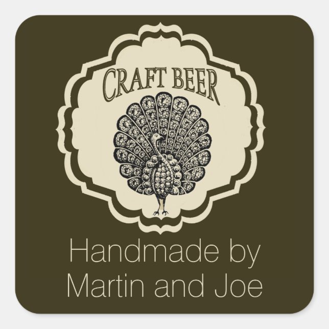 Etiquetas de Cerveja Personalizáveis com Peacock (Frente)