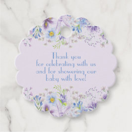 Etiquetas de Chá de Bebê Floral Roxo e Azul