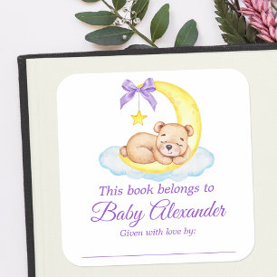 Etiquetas de Chá de fraldas Roxo do Urso de Teddy