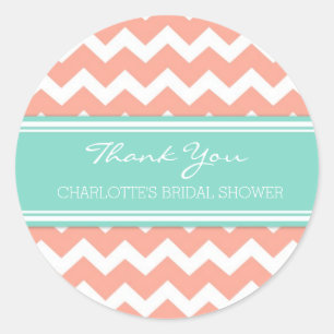 Etiquetas de Chá de panela Coral Teal Chevron