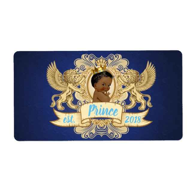 Etiquetas de Champanhe Real Azul-Africano Príncipe (Frente)