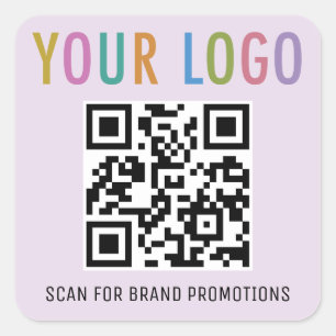 Etiquetas de código QR roxas, lilárias Logotipo qu