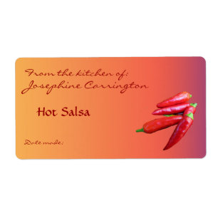 Etiquetas de colocação em latas da salsa quente