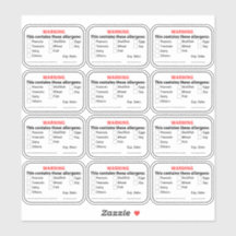 Etiquetas de Comida alérgicas
