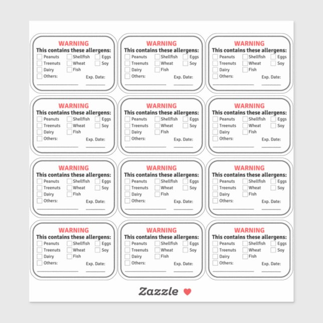 Etiquetas de Comida alérgicas (Folha)