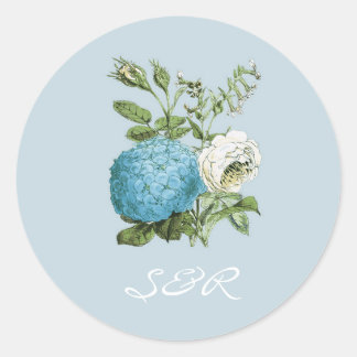 Etiquetas de Convite para Casamento Floral Azul da