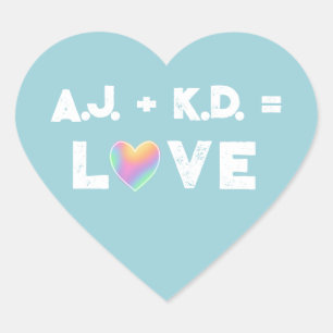 Etiquetas de Coração do Pastel Rainbow para Amor P