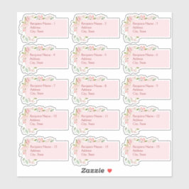 Etiquetas de Correio para Rosas de Aquarela Rosa E