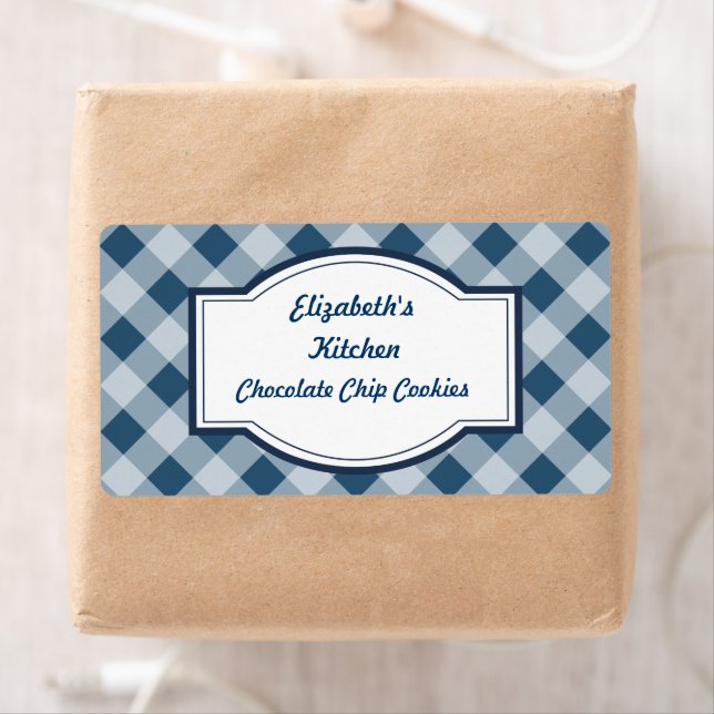 Etiquetas de Cozinha em Gingham Naval (Insitu)