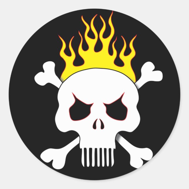Etiquetas de crânio e chamas (Frente)
