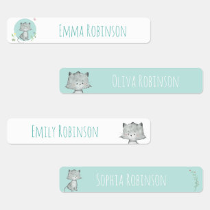 Etiquetas de Cuidados de Dia da Escola de Gato de