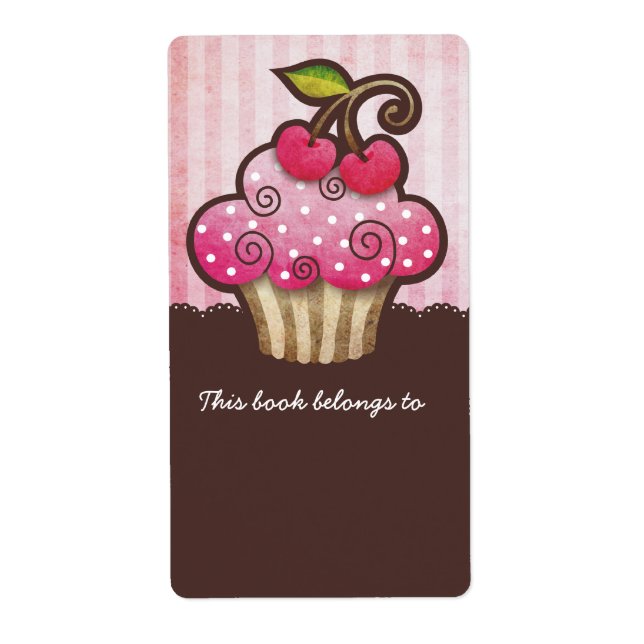Etiquetas de Cupcake de Cherry Berry (Frente)