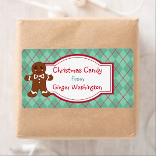 Etiquetas de Doces de Natal Green Argyle
