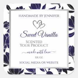 Etiquetas de embalagem de produto azul e branco