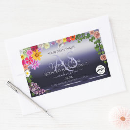 Etiquetas de embalagem de produto azul Floral Logo