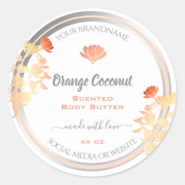 Etiquetas de embalagem de produto floral brancas e