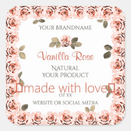 Etiquetas de embalagem de produtos brancos, rosada