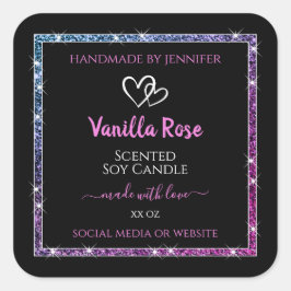 Etiquetas de embalagem de produtos com brilho roxo