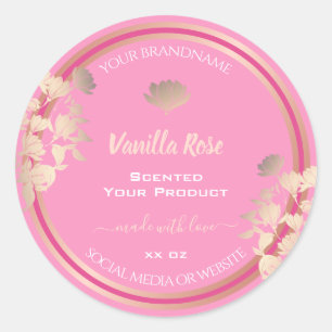 Etiquetas de embalagem de produtos de cor rosa Van