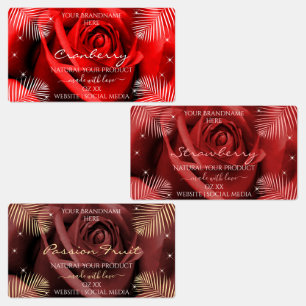 Etiquetas de Embalagem de Produtos Vermelho Floral