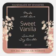 Etiquetas de embalagem do produto Floral preto Ros