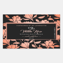 Etiquetas de embalagem do produto Floral preto Ros