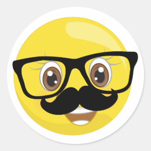 Etiquetas de Emoji com bigode e vidros