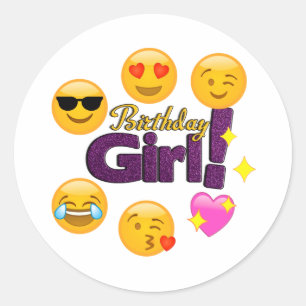 Etiquetas de Emojis da menina do aniversário