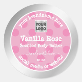 Etiquetas de encapsulamento de produtos rosa e pra