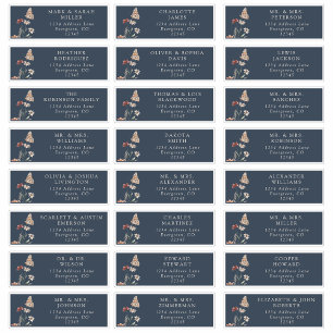 Etiquetas de Endereço Azuis Navy para Convidados