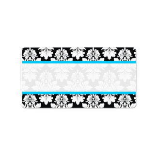 Etiquetas de endereço azul claro para o Damask