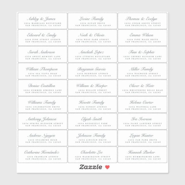 Etiquetas de Endereço Convidado de Casamento de Sc (Folha)