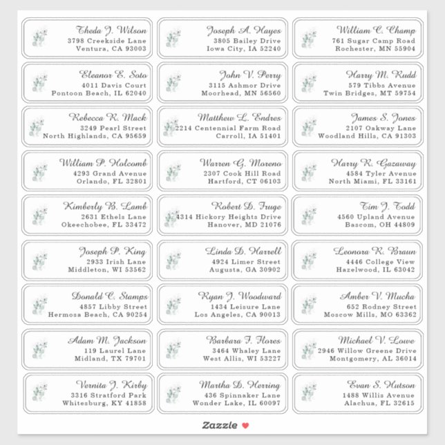 Etiquetas de Endereço Convidado Eucalyptus Greener (Folha)