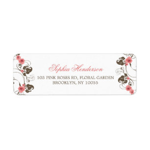 Etiquetas de endereço cor-de-rosa do casamento de