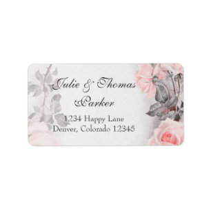 Etiquetas de endereço cor-de-rosa do casamento do