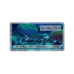 Etiquetas de endereço da tartaruga de mar de